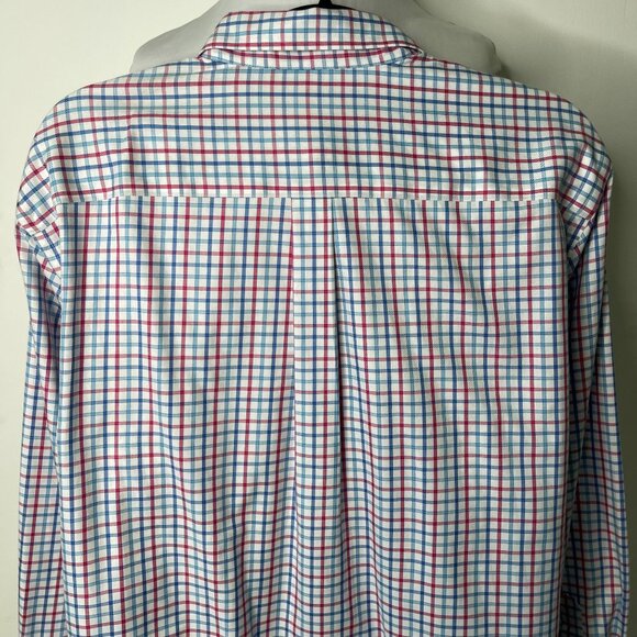Petter Millar Men's Pink Blue Nono Luxe Easycare Plaid 100% Cotton Shirt Size L - Picture 6 of 9